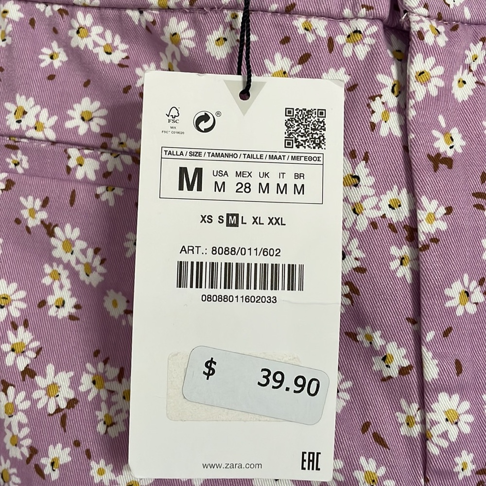 NEW Zara bootcut floral pants Size Medium - Picture 3 of 5